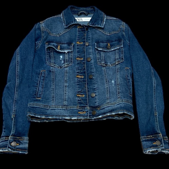 Zara Distressed Denim Jacket for Women - Picture 2 of 11